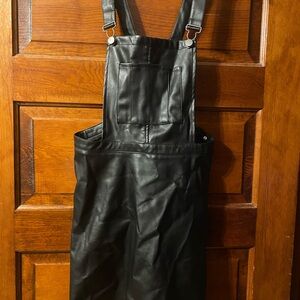 BB Dakota Black Faux Leather Overalls
